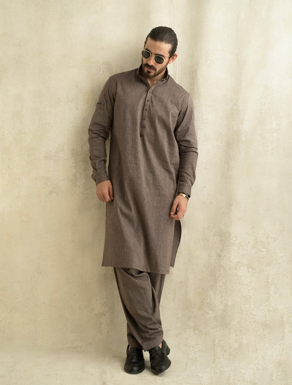 BROWN TEXTURE SHALWAR KAMEEZ