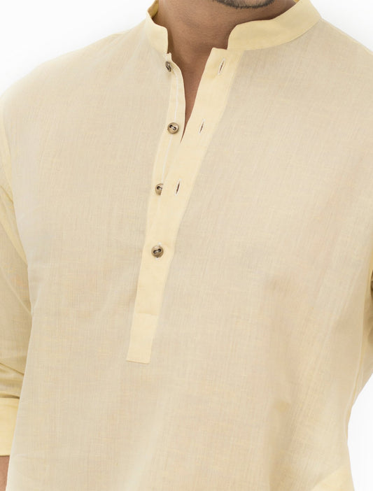 LEMON YELLOW LINEN KURTA