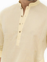 LEMON YELLOW LINEN KURTA