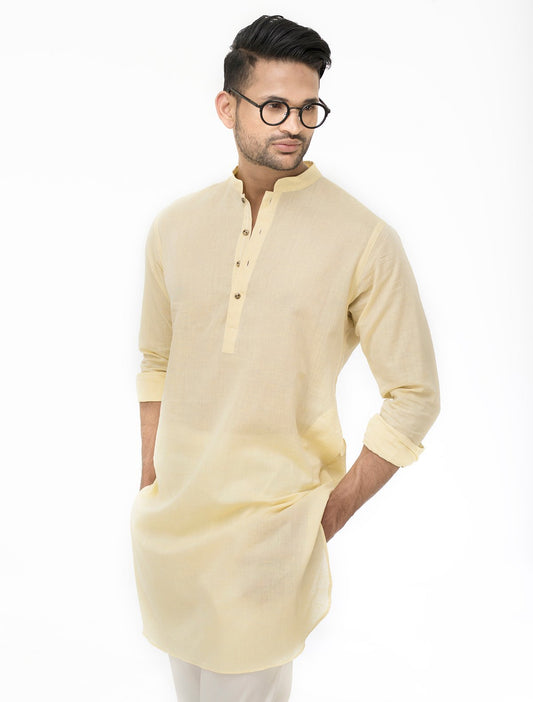 LEMON YELLOW LINEN KURTA