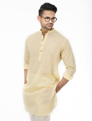 LEMON YELLOW LINEN KURTA