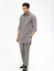 GREY LINEN KURTA
