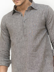 GREY LINEN KURTA