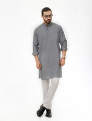 GREY COTTON MULTI-DOT KURTA