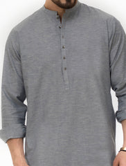 GREY COTTON MULTI-DOT KURTA