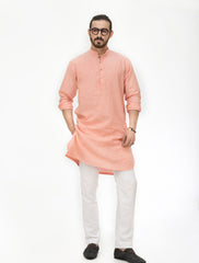 PEACH COTTON LINEN KURTA