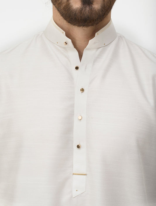 PEARL WHITE COTTON SILK KURTA PAJAMA