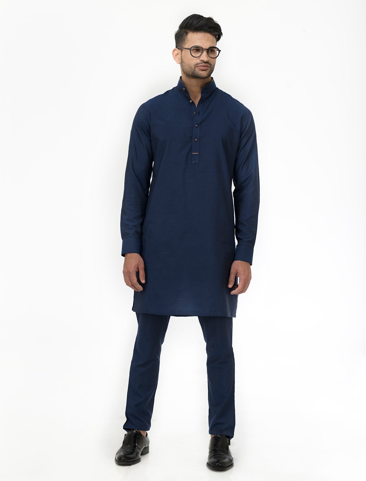 NAVY COTTON SILK KURTA PAJAMA