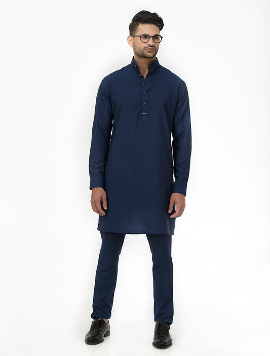 NAVY COTTON SILK KURTA PAJAMA