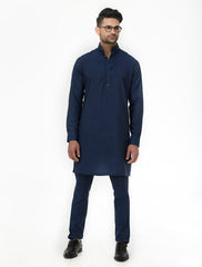 NAVY COTTON SILK KURTA PAJAMA