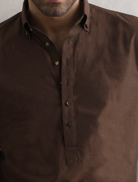CLASSIC BROWN TWO TONE KAMEEZ SHALWAR
