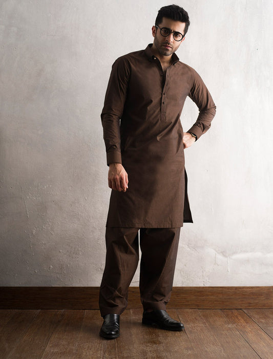 CLASSIC BROWN TWO TONE KAMEEZ SHALWAR