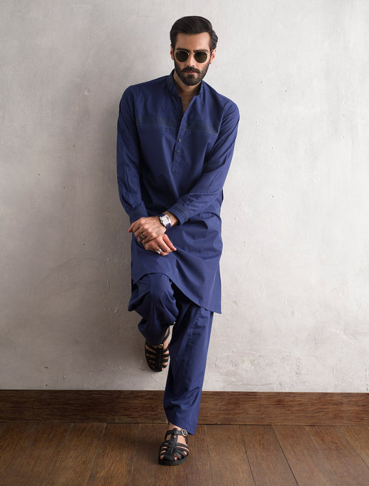 ROYAL-BLUE FRONT PANEL KAMEEZ SHALWAR