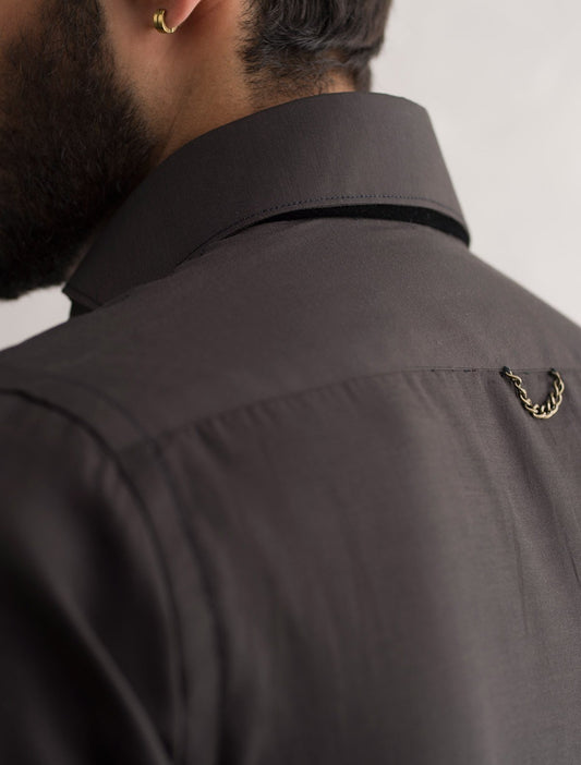 BLACK LOGO KURTA WITH PANT PAJAMA