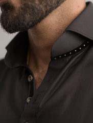 BLACK LOGO KURTA WITH PANT PAJAMA