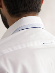 WHITE SHALWAR KAMEEZ WITH SKY BLUE LOGO