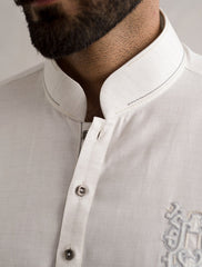 WHITE APPLIQUE KAMEEZ SHALWAR
