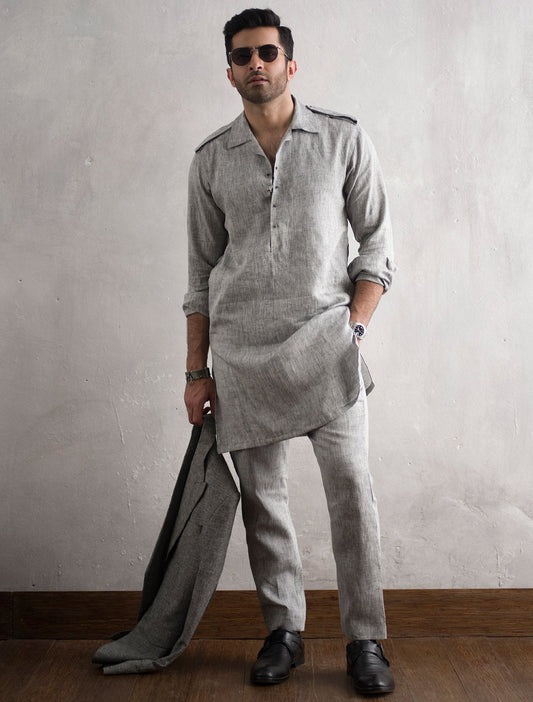 NOTCH COLLAR KURTA / PANT PAJAMA
