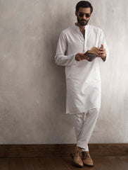 CLASSIC WHITE MESH KURTA