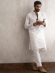 CLASSIC WHITE MESH KURTA