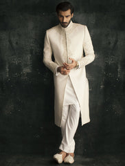 OFF WHITE KARANDI JAMAWAR SHERWANI