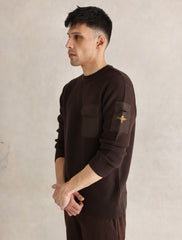 BROWN FULL SLEEVE ARMY STYLE SWEATER