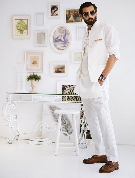 OFF- WHITE LINEN WAISTCOAT