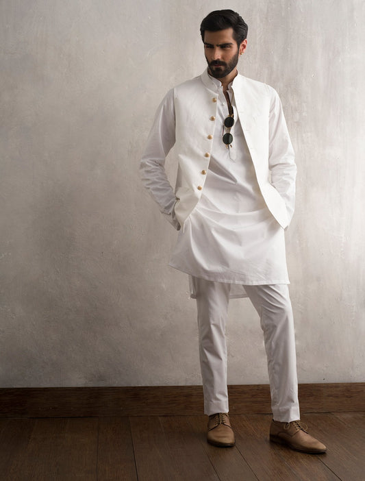WHITE LINEN WAISTCOAT