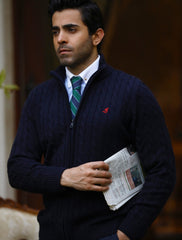 NAVY FRONT OPEN SWEATER