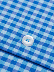 BLUE GINGHAM SPREAD COLLAR SHIRT