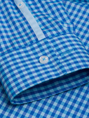 BLUE GINGHAM SPREAD COLLAR SHIRT