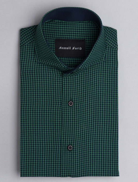 GREEN & NAVY CHECK PATTERN SHIRT