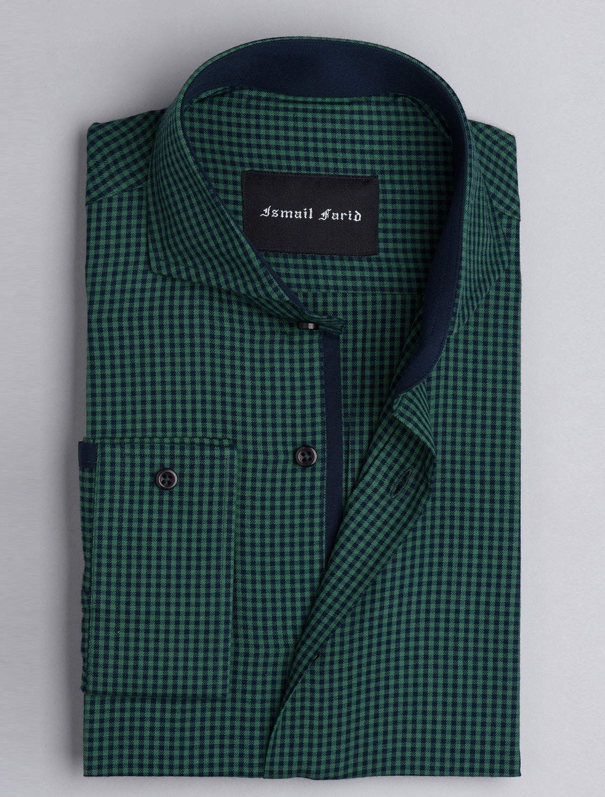 GREEN & NAVY CHECK PATTERN SHIRT