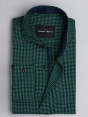 GREEN & NAVY CHECK PATTERN SHIRT