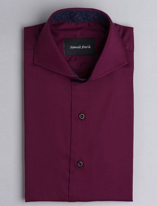 MAROON SPREAD COLLAR- FLORAL DETAILED SHIRT