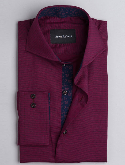 MAROON SPREAD COLLAR- FLORAL DETAILED SHIRT