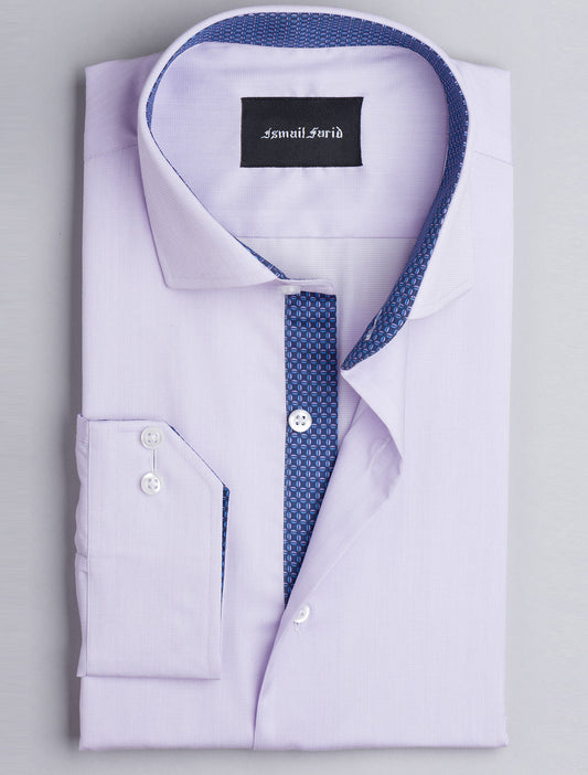 PURPLE CUT COLLAR- FLORAL DETAILED SHIRT