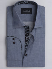 GREY TWILL PATTERN CLASSIC COLLAR SHIRT