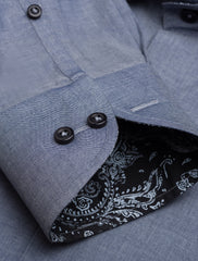 GREY TWILL PATTERN CLASSIC COLLAR SHIRT