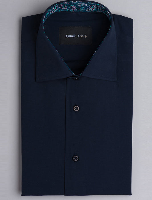 NAVY- PAISELY DETAILED SHIRT