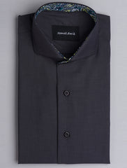 CHARCOAL SPREAD COLLAR SHIRT
