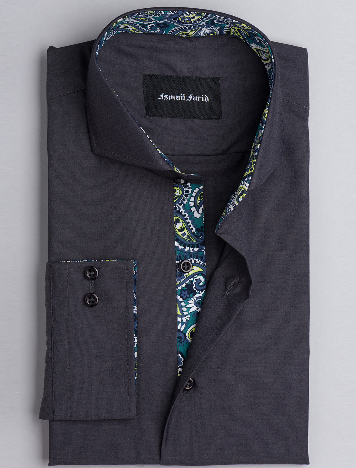 CHARCOAL SPREAD COLLAR SHIRT
