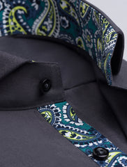 CHARCOAL SPREAD COLLAR SHIRT