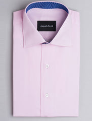 PINK TWILL CLASSIC COLLAR- FLORAL DETAILED SHIRT
