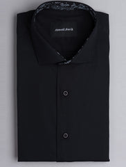 SOLID BLACK - FLORAL DETAILED SHIRT