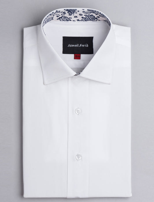 SOLID WHITE - FLORAL DETAILED SHIRT