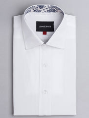 SOLID WHITE - FLORAL DETAILED SHIRT