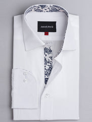 SOLID WHITE - FLORAL DETAILED SHIRT