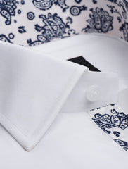 SOLID WHITE - FLORAL DETAILED SHIRT