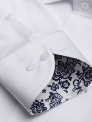 SOLID WHITE - FLORAL DETAILED SHIRT